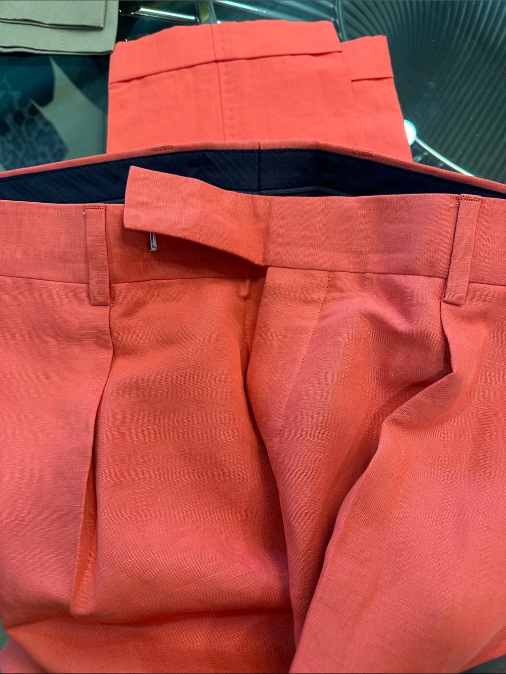 Paul Smith Coral Red Pleated Chinos